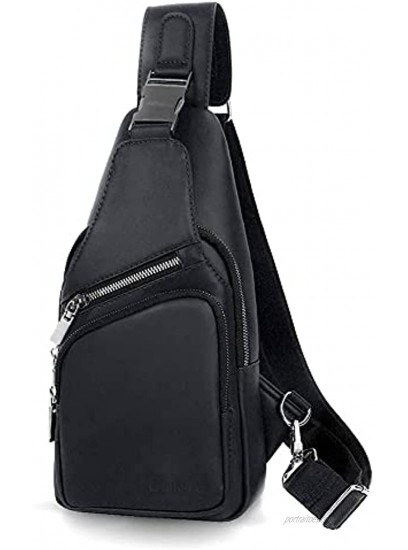 Leathario Crossbody Bag Men Genuine Leather Sling Bag Chest Shoulder Bag Vintage Multipurpose Anti Theft Business Casual Outdoor Travel