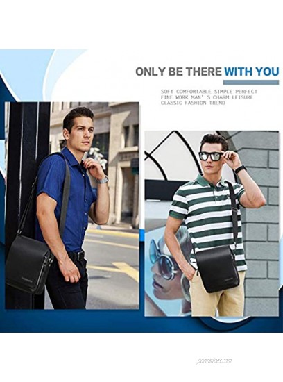 Leathario Men's Shoulder Bag Leather Crossbody Bag for Men Small Messenger Tablet iPad 11 inch Casual Travel Daily