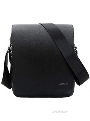 Leathario Men's Shoulder Bag Leather Crossbody Bag for Men Small Messenger Tablet iPad 11 inch Casual Travel Daily