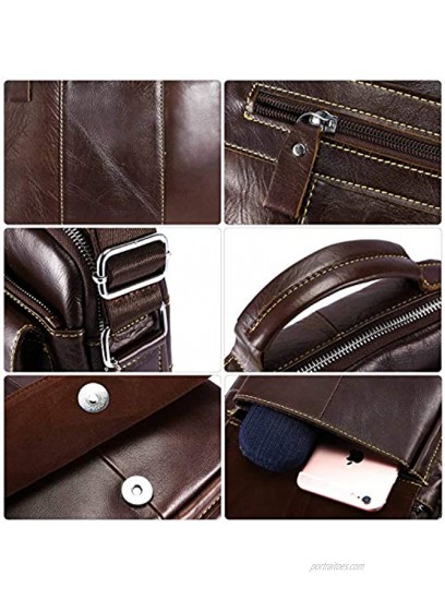 Leather Man Bag Mens Shoulder Bags IPAD Business Messenger Crossbody Handbag Large Briefcase with Adjustable Shoulder Straps