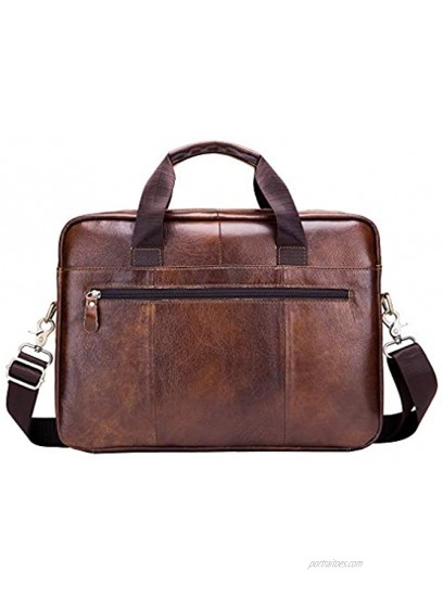 Leather Shoulder Messenger Bag Briefcase for Men Women Travel Outdoor Business Office School Hangbag Laptop Pack Crossbody Sling Pouch Daypack Brown