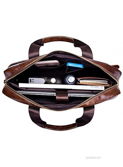 Leather Shoulder Messenger Bag Briefcase for Men Women Travel Outdoor Business Office School Hangbag Laptop Pack Crossbody Sling Pouch Daypack Brown