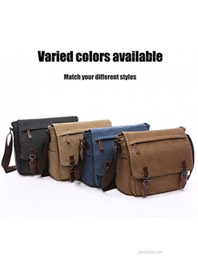 LOSMILE Laptop Messenger Bags Men's Shoulder Bag 16 Inches Vintage Canvas Bag for School and Work Multiple Pocket. Coffee