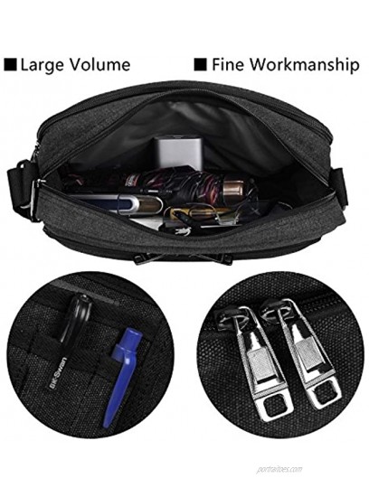 LOSMILE Shoulder Bag Mens Canvas Messenger bag tablet for Work School Daily Use,12 inch * 4.3 inch * 10.2 inch.26 Pockets Black