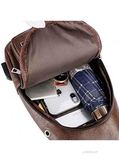 Men Shoulder Crossbody Anti-theft Chest Bag Made from PU Leather Great for Travel USB Charging & Messenger Bag