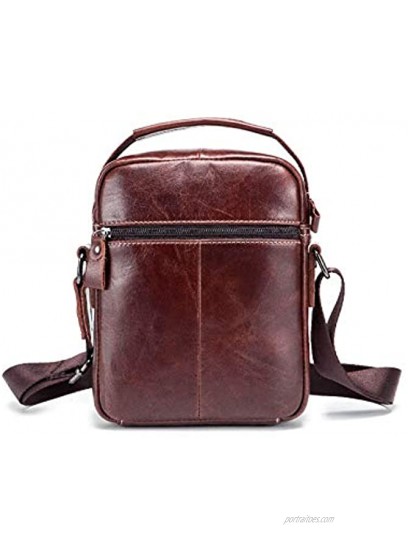 Men's and Women's Small Shoulder Bag Genuine Leather Bag Retro Lightweight Cross Body Everyday Satchel Bag for Business Casual Sport Hiking Travel Dark Brown