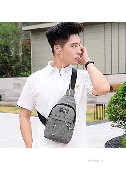 Men’s Chest Bag Lightweight Outdoor Cross Body Single Shoulder Bag Water Proof Single Strap Backpack With Headphone Hole