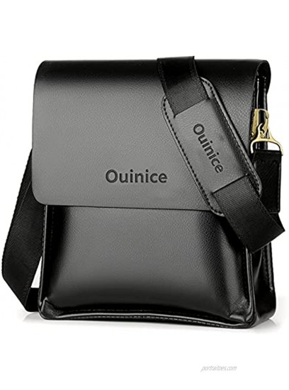 Men's Messenger Bags Leather Shoulder Bag Crossbody Business Bag Casual Portable Briefcase 10 inch tablet ipad Bag with Adjustable Shoulder Strap