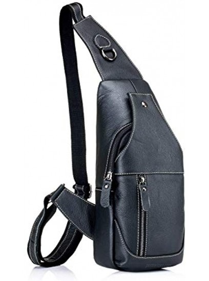 Men's Sling Bag Genuine Leather Chest Shoulder Backpack Anti-theft Cross Body Pack Vintage Water Resistant for Travel Hiking Working School Business Cycling¡­