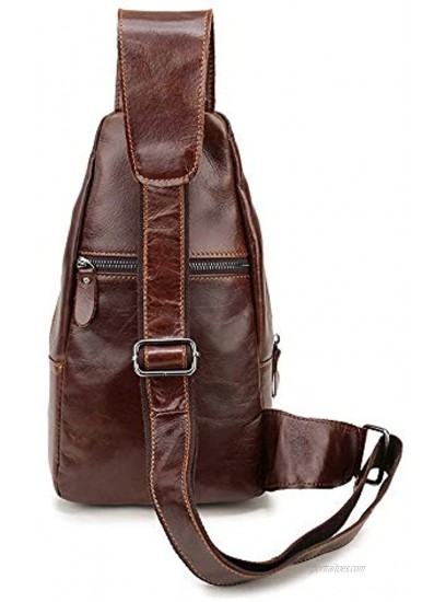 NIYUTA Men's Leather Sling Bag Chest Bag Shoulder Backpack Crossbody Bag for Travel,Hiking,Shoping,UK1001