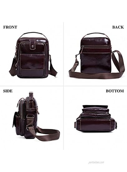 UBORSE Men’s Messenger Shoulder Bag Genuine Leather Crossbody Satchel Handbag Vintage Casual Daypack for Business Travel Commuter
