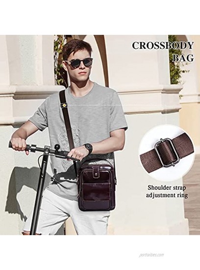 UBORSE Men’s Messenger Shoulder Bag Genuine Leather Crossbody Satchel Handbag Vintage Casual Daypack for Business Travel Commuter