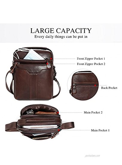UBORSE Men’s Shoulder Bag Leather Messenger Casual Vintage Crossbody Pack Handbag for Business Travel Hiking Daily Use
