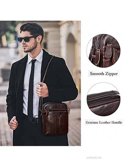 UBORSE Men’s Shoulder Bag Leather Messenger Casual Vintage Crossbody Pack Handbag for Business Travel Hiking Daily Use