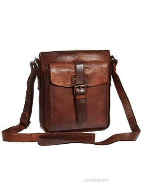 Unisex Crossbody Shoulder Bag Real Antique Leather RUST BROWN Zip Top Casual BAG Trump