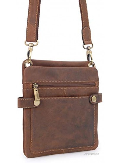 VISCONTI Small Messenger Bag Hunter Leather Multi-Purpose Slim Neat iPad Kindle Leisure- 18511- NEO S