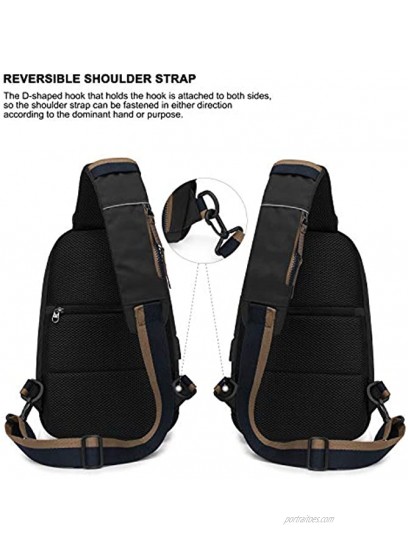 Wind Took Sling Bag Chest Shoulder Backpack Crossbody Bag Lightweight Outdoor Sport Travel Daypacks with USB Charging Port for Women Man 32 x 12 x 21 cm