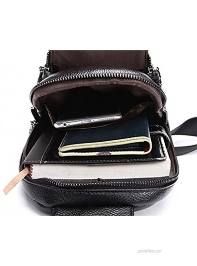 Xieben Vintage Leather Sling Chest Bag Crossbody Pack for Men Women Travel Outdoor Shoulder Pack Backpack Daypack