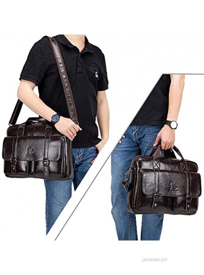 BAIGIO Genuine Leather Briefcase for Men 14 Laptop Handbag Business Messenger Bag Coffee