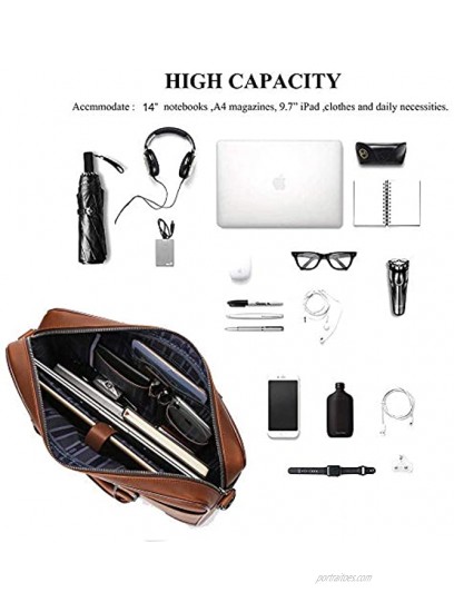 BISON DENIM Men's Classic Genuine Leather Briefcase Laptop Shoulder Messenger Bag Business Tote Size: One Size