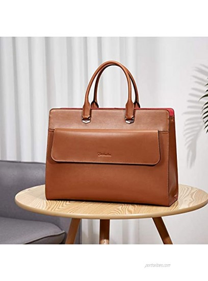 BOSTANTEN Briefcase for Women 15.6 Inch Laptop Shoulder Bag Leather Business Messenger Bags