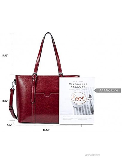 BROMEN Women Briefcase Laptop Bag 15.6 Inch Leather Stylish Tote Bag Shoulder Handbag Computer Bag