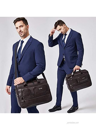 CLUCI Briefcases for Men Leather 15.6 inch Laptop Bag Large Capacity Travel Business Shoulder Bag