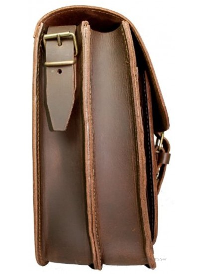 DELARA Real Saddle Leather Briefcase with Shoulder Strap and Shoulder Pad incl. DELARA Leather Care