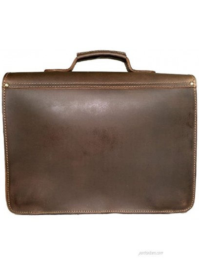 DELARA Real Saddle Leather Briefcase with Shoulder Strap and Shoulder Pad incl. DELARA Leather Care