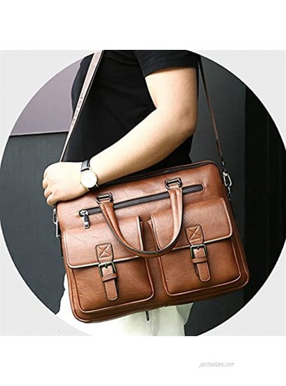 GDYJP FMen Briefcases Leather Handbag Soft Handle Laptop Bags Vintage Satchel Work Bags Business Travel Shoulder Messenger Bag Lightweight Color : A Size : 38 * 28 * 7cm