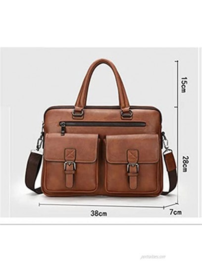 GDYJP FMen Briefcases Leather Handbag Soft Handle Laptop Bags Vintage Satchel Work Bags Business Travel Shoulder Messenger Bag Lightweight Color : A Size : 38 * 28 * 7cm