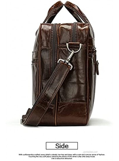 GDYJP Men's Genuine Leather Briefcase Luggage Travel Laptop Bag Handbag Waterproof Vintage Shoulder Large Work Bag For Office Travel Business School Color : Coffee Size : 42 * 31 * 14cm