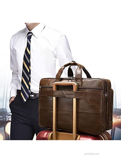 GDYJP Men's Genuine Leather Briefcase Luggage Travel Laptop Bag Handbag Waterproof Vintage Shoulder Large Work Bag For Office Travel Business School Color : Coffee Size : 42 * 31 * 14cm