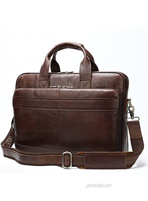 GDYJP Men's Genuine Leather Briefcases Vintage Laptop Handbag Shoulder Messenger Bag Water-Repellent Soft Satchel Work Bags For Travel Business School Color : A Size : 40.5 * 28 * 6.5cm