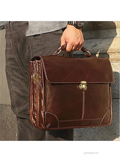 GDYJP Retro Genuine Leather Men Laptop Bag Wax Leather Briefcase Business Office Bags Laptop Messenger Bag Handbag Shoulder Work Bag For Travel Color : A Size : 38 * 30.5 * 9cm