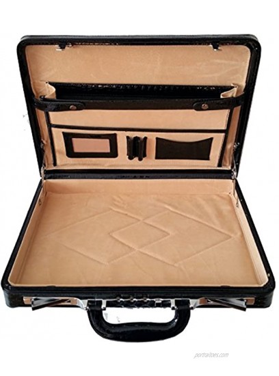Genuine Leather Croc Finish Unisex Slimline Executive Attache Case Briefcase