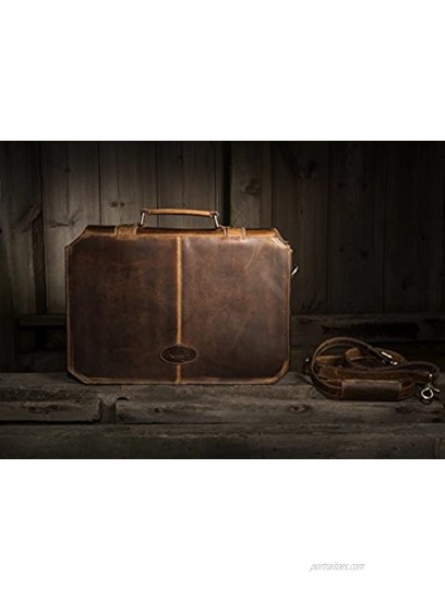 KALATING Real Leather Mens Womens Briefcase Messenger Laptop Shoulder Bag Portfolio Work Bag Up to 15 inch Laptop Brown