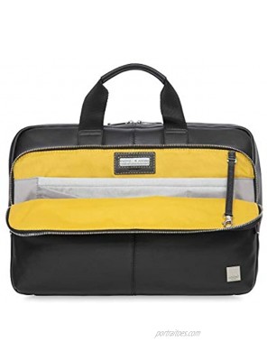 Knomo Men's Brompton Classic Newbury Full Leather Single Zip Brief 15-Black Briefcase One Size