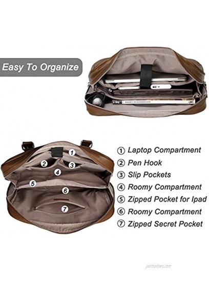Laptop Bag for Men Women VASCHY PU Leather Water Resistant Business Briefcase 14 Inch Laptop Messenger Bag Shoulder Bag Classic Satchel for Work