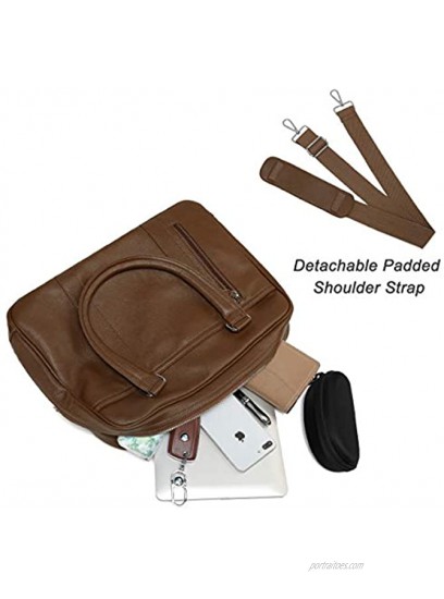 Laptop Bag for Men Women VASCHY PU Leather Water Resistant Business Briefcase 14 Inch Laptop Messenger Bag Shoulder Bag Classic Satchel for Work