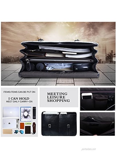 Leathario Leather briefcases for Men briefcases Laptop Bag Genuine Leather Messenger Bag 15.6 Inch Laptop Shoulder Business Office Bag