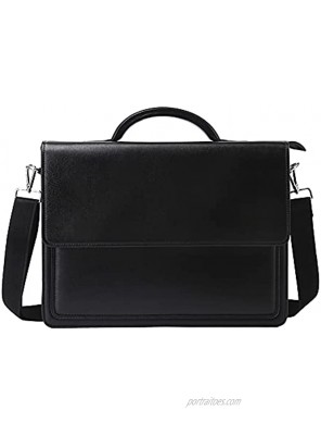 Leathario Mens Briefcase Bag Leather 14 Inch Handbag Laptop Bag Shoulder Bags Office Messenger Bag Spacious PU Leather Work Muti-Compartment for Computer Notebook Tablet for Men Black-305