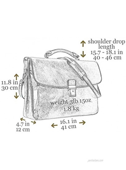 Leather Briefcase Laptop Bag Italian Full Grain Messenger Computer Shoulder Handbag Case Portfolio Satchel Bag for Business Work Unisex Time Resistance