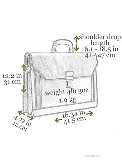 Leather Briefcase Shoulder Laptop Bag Business Attache Large Light Brown Time Resistance