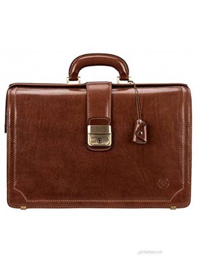 Maxwell Scott Personalised Men's Real Leather Executive Briefcase Basilio Tan