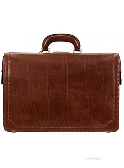 Maxwell Scott Personalised Men's Real Leather Executive Briefcase Basilio Tan