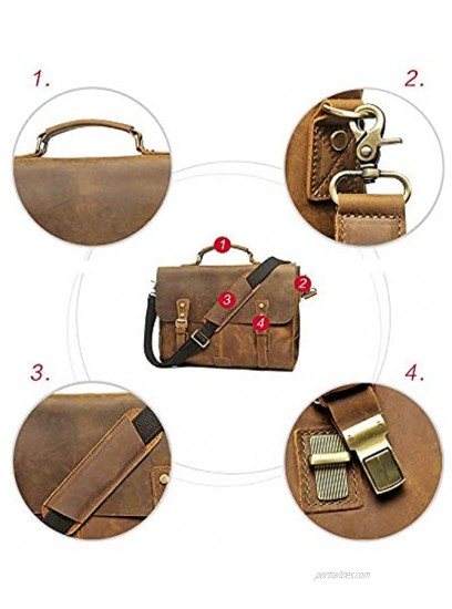Men's briefcase Male Retro Briefcase Leather Briefcase 14 Inch Laptop Bag Adjustable Briefcase Multi-function Briefcase Color : Dark Brown Size : 42x30x11cm