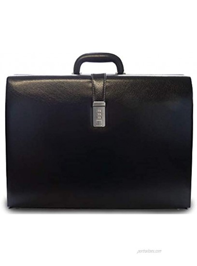 Roamlite Pu Leather Briefcase 45 cm Black Executive Attache Case Men's or Women's Laptop & A4 Folders Folio Bag Combination Lock RL919K Black