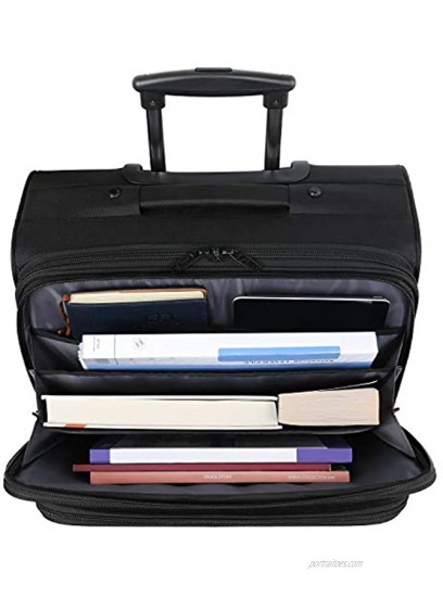 Rolling Laptop Bag MATEIN Rolling Briefcase for Business Travel Fits 17 inch Notebook Carry-on Luggage Attache Case Waterproof Rolling Work Bag for Men and Women Black