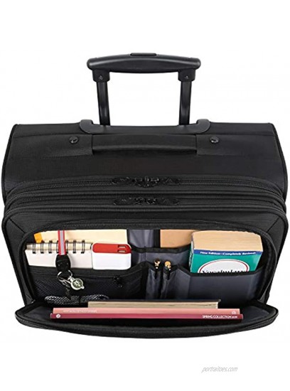 Rolling Laptop Bag MATEIN Rolling Briefcase for Business Travel Fits 17 inch Notebook Carry-on Luggage Attache Case Waterproof Rolling Work Bag for Men and Women Black